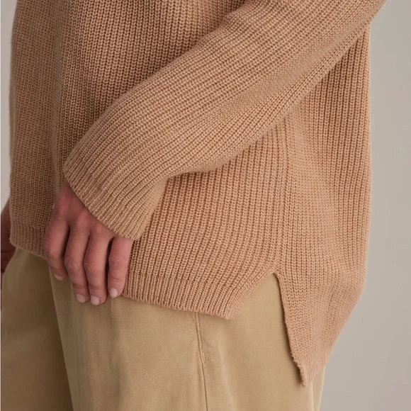 525 America EMMA: CREWNECK SHAKER STITCH Peach Knit Sweater Minimalist Cozy - Picture 5 of 11